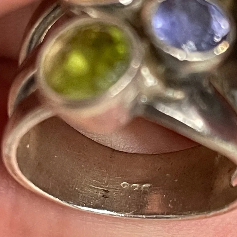 Vintage Multiple Gemstone Sterling Silver Ring